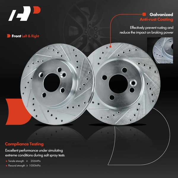 Front Drilled Brake Rotors for Mini Cooper 2007-2016 with 4-Stud