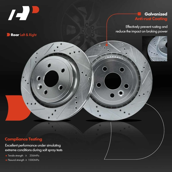 Rear Drilled Brake Rotors for Volvo S60 2011-2018 S80 V60 V60 Cross Country V70