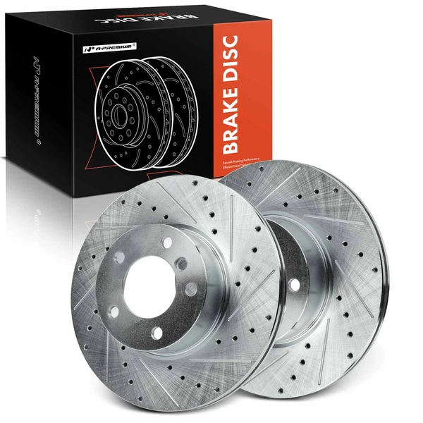 Front Drilled Brake Rotors for 2013-2018 BMW 320i xDrive