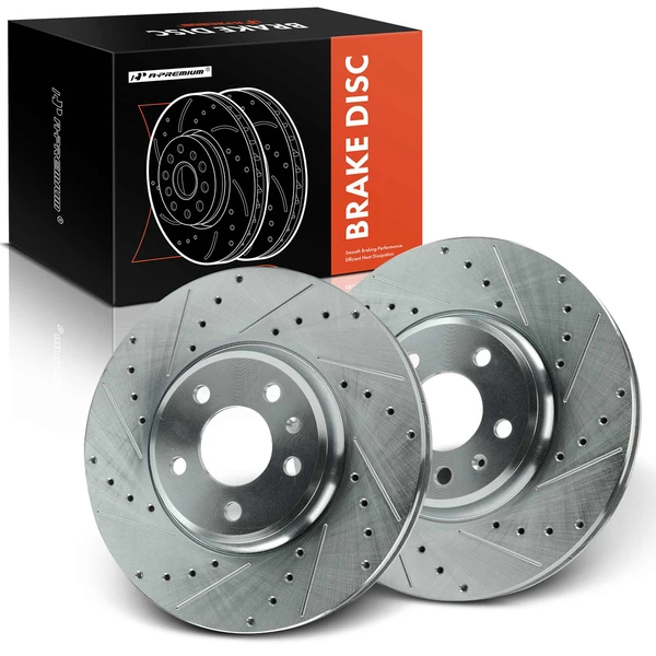 2 Pcs Front Drilled Brake Rotors for Audi A4 09-11 A4 allroad A4 Quattro A5 Q5