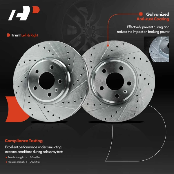 2 Pcs Front Drilled Brake Rotors for Audi A4 09-11 A4 allroad A4 Quattro A5 Q5