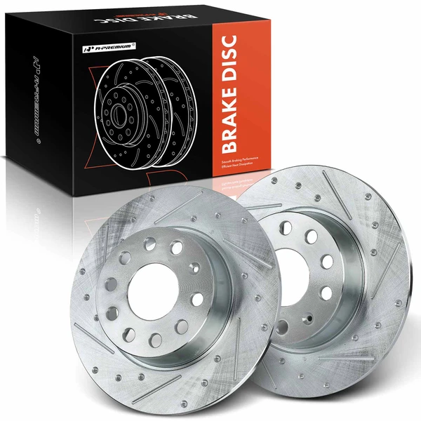 Rear Drilled Brake Rotors for 2011-2013 2015-2020 Audi A3