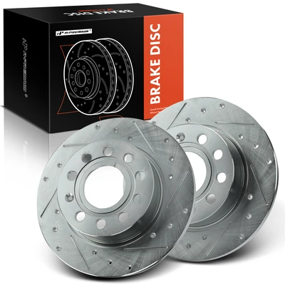 2 Pcs Rear Drilled Brake Rotors