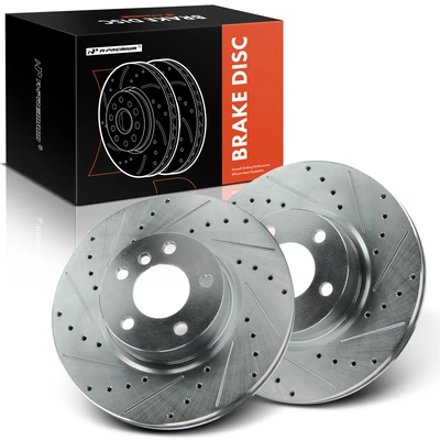 2 Pcs Front Drilled Brake Rotors