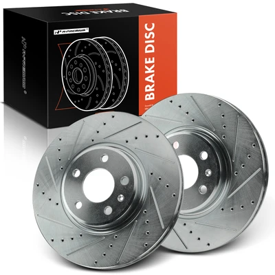 2 Pcs Front Drilled Brake Rotors