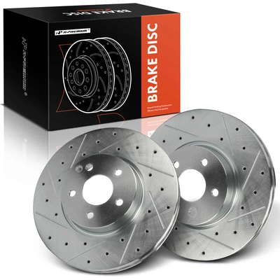 2 Pcs Front Drilled Brake Rotors