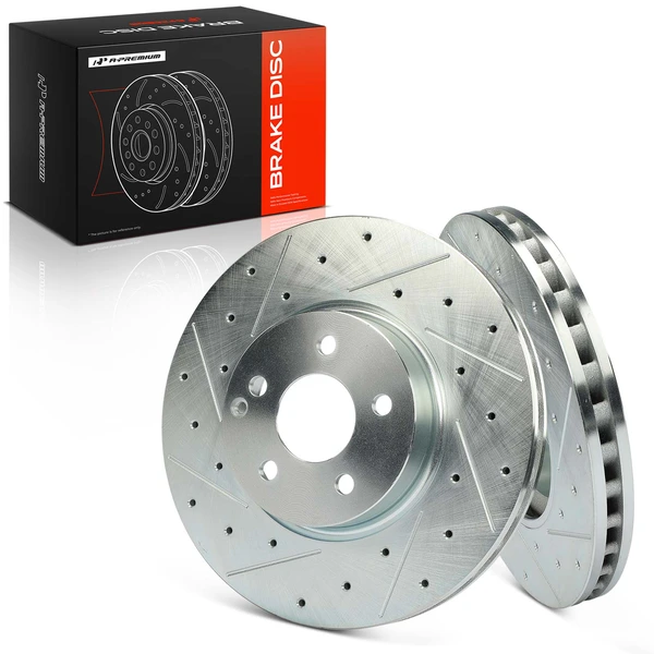 2 Pcs Front Drilled Brake Rotors for 2008-2011 2013-2014 Mercedes-Benz C300