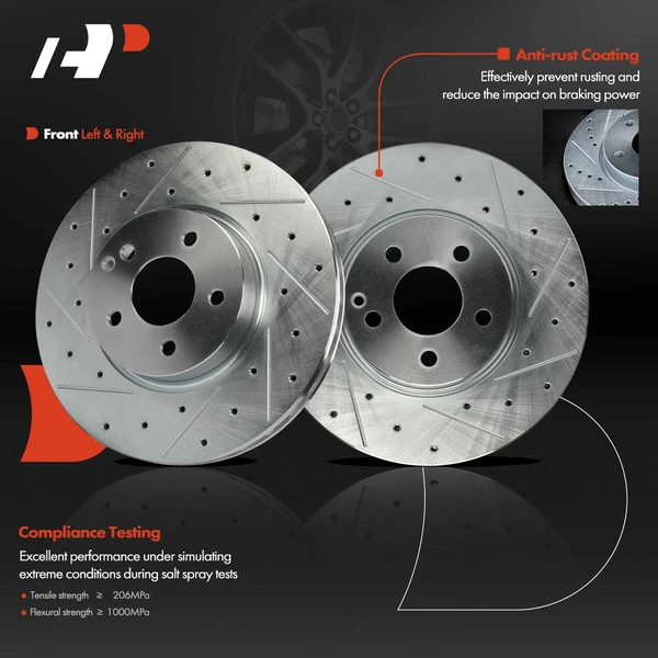 2 Pcs Front Drilled Brake Rotors for 2008-2011 2013-2014 Mercedes-Benz C300