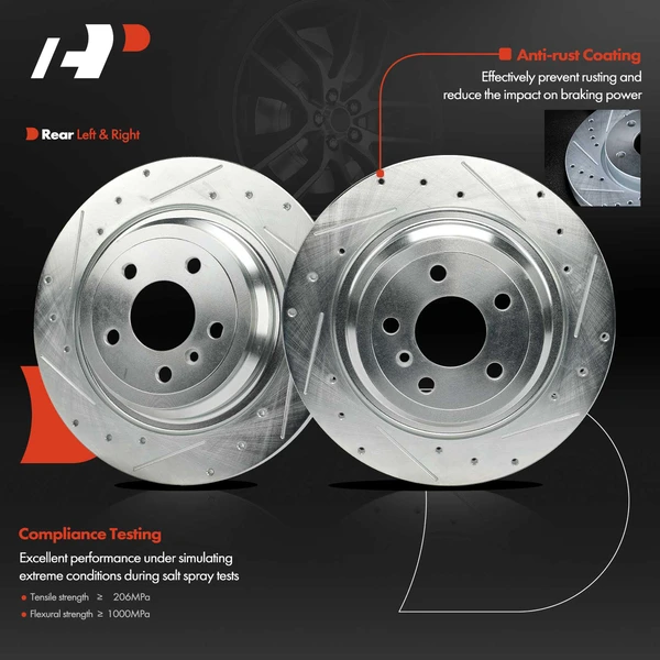 2 Pcs Rear Drilled Brake Rotors for Mercedes-Benz W166 GLE350d ML250