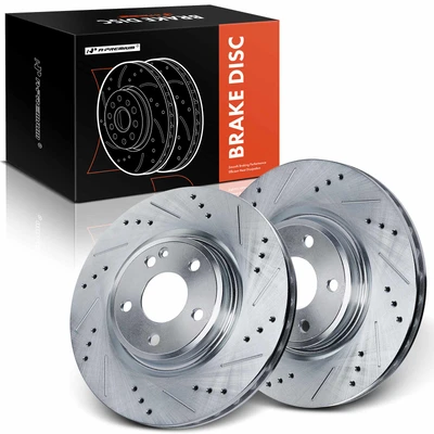 2 Pcs Front Drilled Brake Rotors