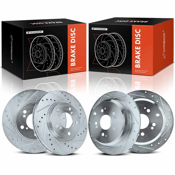 Front & Rear Drilled Brake Rotors for Honda Odyssey 2005-2010
