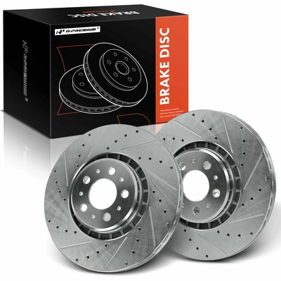 2 Pcs Front Drilled Brake Rotors
