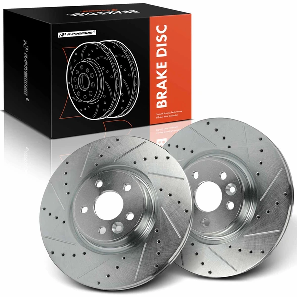 2 Pcs Front Drilled Brake Rotors for Volvo S60 12-18 S80 07-16 V60 V70 XC70