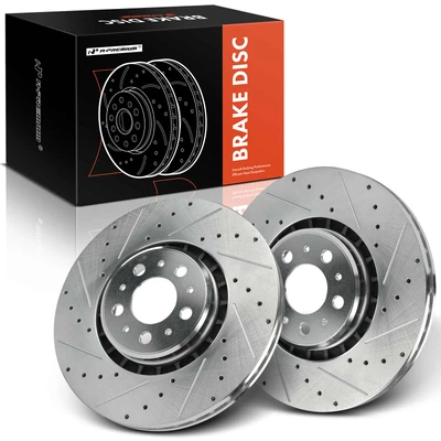 2 Pcs Front Drilled Brake Rotors for 2003-2014 Volvo XC90