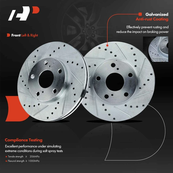 Front Drilled Brake Rotors for Toyota Camry 1992-2006 Solara Avalon Lexus ES300