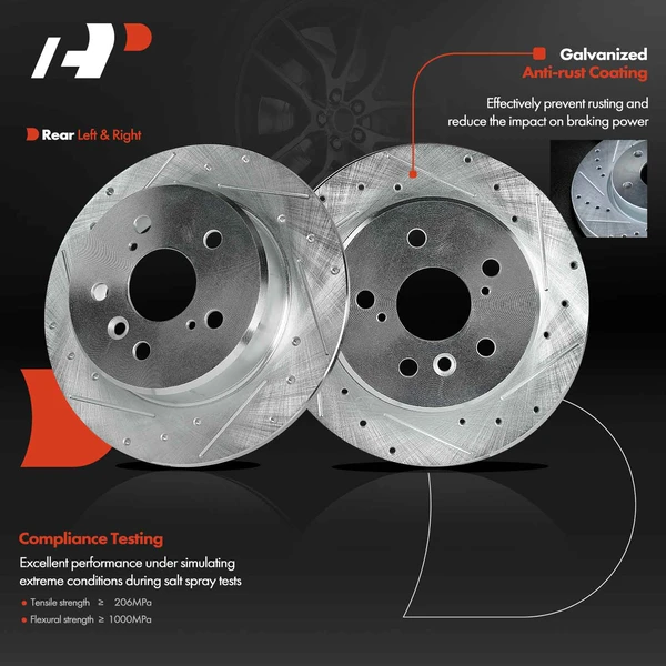 Rear Drilled Brake Rotors for Toyota Camry Lexus ES300 1992-1996 RX300