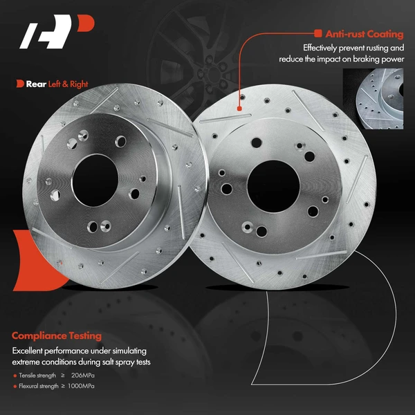Rear Drilled Brake Rotors for Honda Accord 1998-2002 Civic Acura Integra RSX