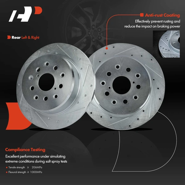 Rear Drilled Brake Rotors for Lexus GS300 1998-2005 IS300 2001-2005