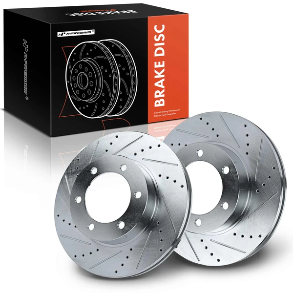 2 Pcs Front Drilled Brake Rotors for Toyota Tundra 2000-2006 Sequoia 2001-2007