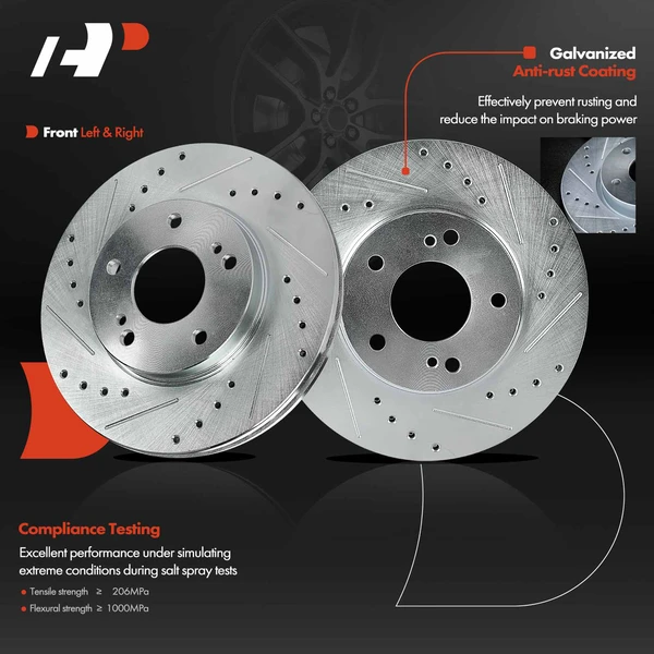 Front Drilled Brake Rotors for Nissan Maxima 1999-2001 INFINITI I30 2000-2001