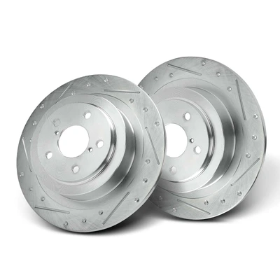 2 Pcs Rear Drilled Brake Rotors