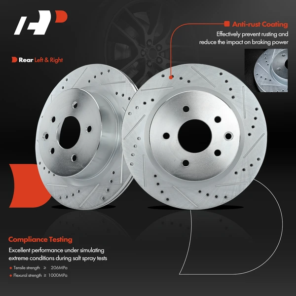 Rear Drilled Brake Rotors for Nissan 350Z 370Z Maxima INFINITI EX35 EX37 G25 G37