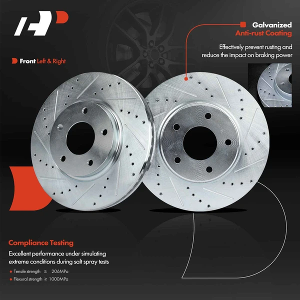 Front Drilled Brake Rotors for Nissan Quest 2004-2017 INFINITI M45 2003-2004 Q45