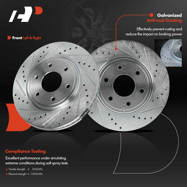 Front Drilled Brake Rotors for Nissan Frontier 2005-2019 Suzuki Equator 2.5L