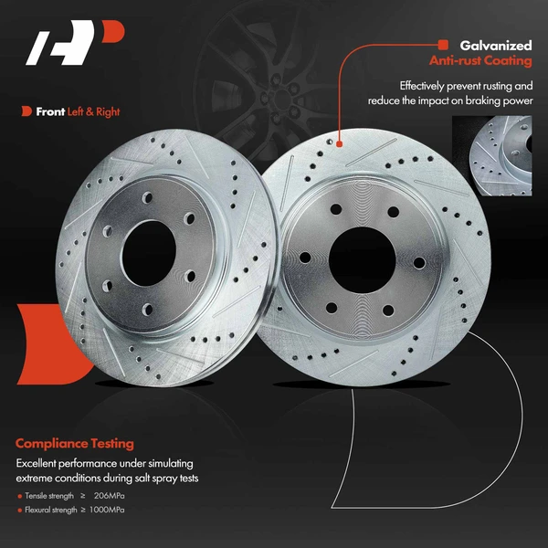 Front Drilled Brake Rotors for INFINITI QX56 Nissan Armada 05-06 Titan 05-07