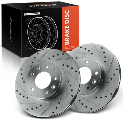 2 Pcs Front Drilled Brake Rotors