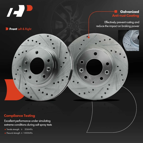 2 Pcs Front Drilled Brake Rotors for Mazda MX-5 Miata 2006-2015 289.8mm