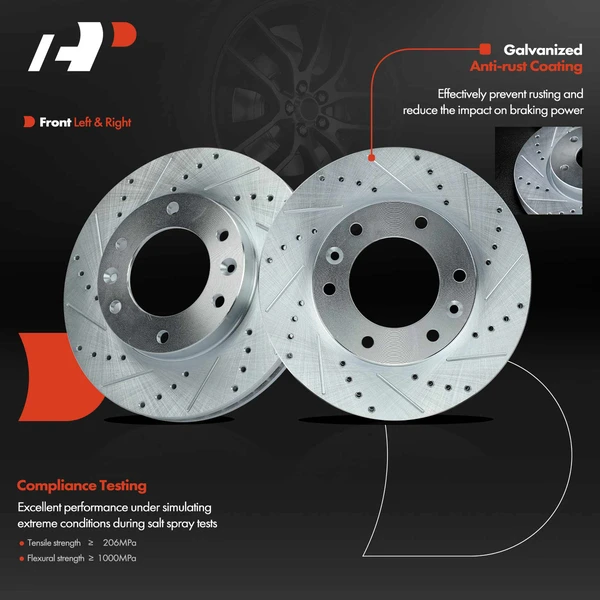 Front Drilled Brake Rotors for Hyundai Entourage 2007-2009 Kia Sedona