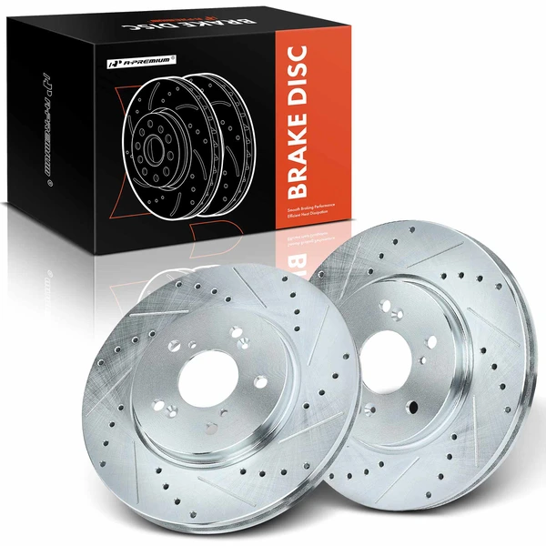 Front Drilled Brake Rotors for Honda CR-V 2007-2016 Crosstour 12-15 Acura RDX