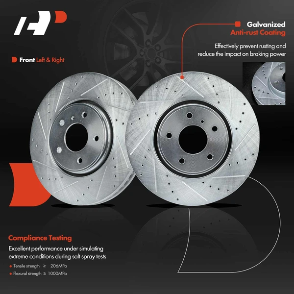 Front Drilled Brake Rotors for INFINITI FX35 2005-2012 FX37 FX45 QX70