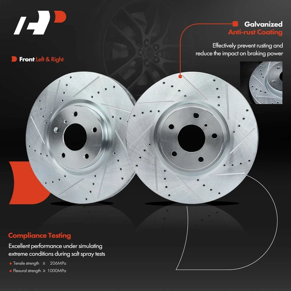 Front Drilled Brake Rotors for INFINITI G35 2007-2008 G37 2008-2013 Q60 2014-2016