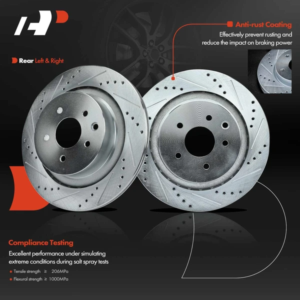 Rear Drilled Brake Rotors for INFINITI G37 2008-2013 G35 2007-2008 Q60 2014-2015