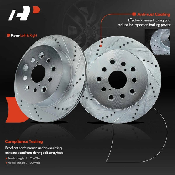 Rear Drilled Brake Rotors for Lexus LS430 2001-2006 Base 4.3L