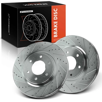 2 Pcs Front Drilled Brake Rotors