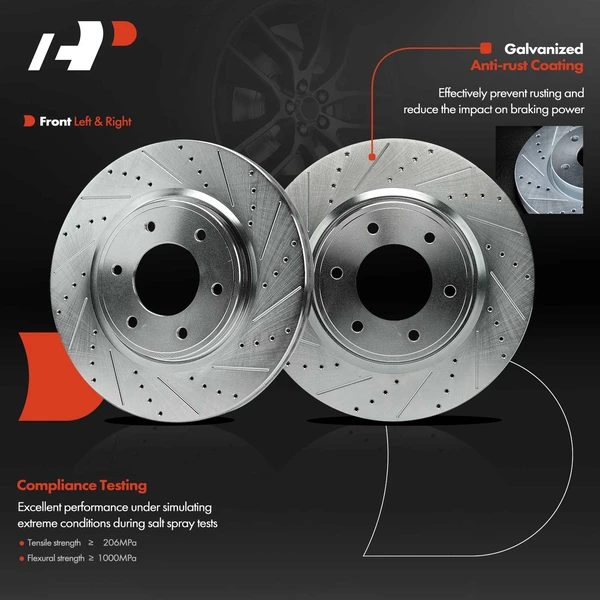 2 Pcs Front Drilled Brake Rotors for Nissan Armada 07-14 TITAN 08-19 INFINITI