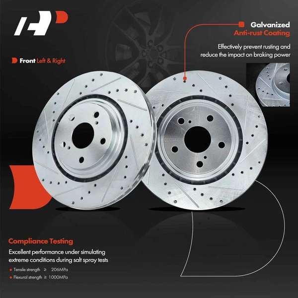 Front Drilled Brake Rotors for Toyota Highlander Sienna Lexus NX200t