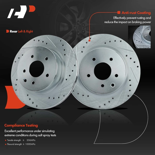 Rear Drilled Brake Rotors for Nissan Maxima 2009-2014 2016-2017 2019 3.5L