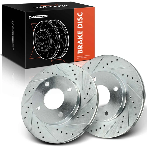 Front Drilled Brake Rotors for Nissan Versa 2009-2011 L4 1.6L 4-Stud