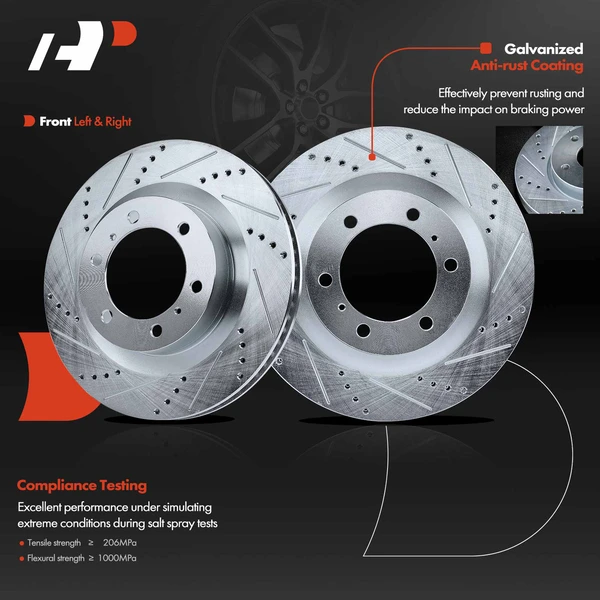 Front Drilled Brake Rotors for Toyota 4Runner 2010-2020 Lexus GX460 2010-2021