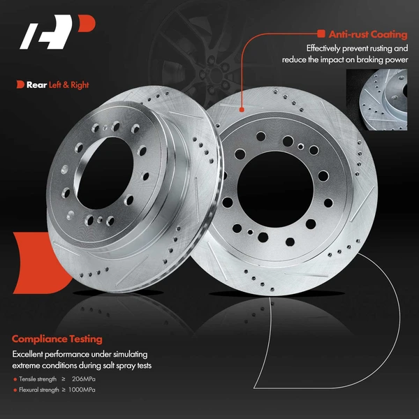 Rear Drilled Brake Rotors for Toyota 4Runner 2010-2021 FJ Cruiser Lexus GX460