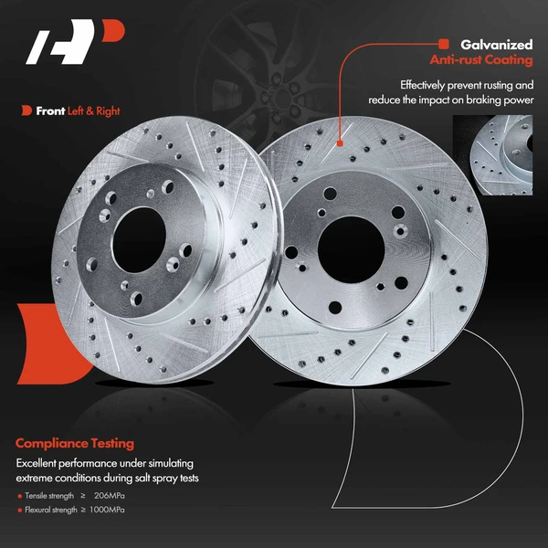 Front Drilled Brake Rotors for Honda Civic 2012-2015 Acura ILX 2013-2015