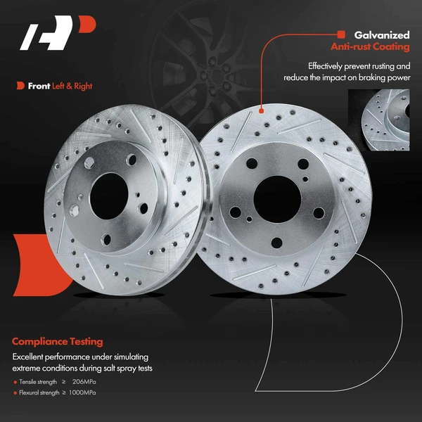 Front Drilled Brake Rotors for Toyota Camry 1992-2001 L4 2.2L