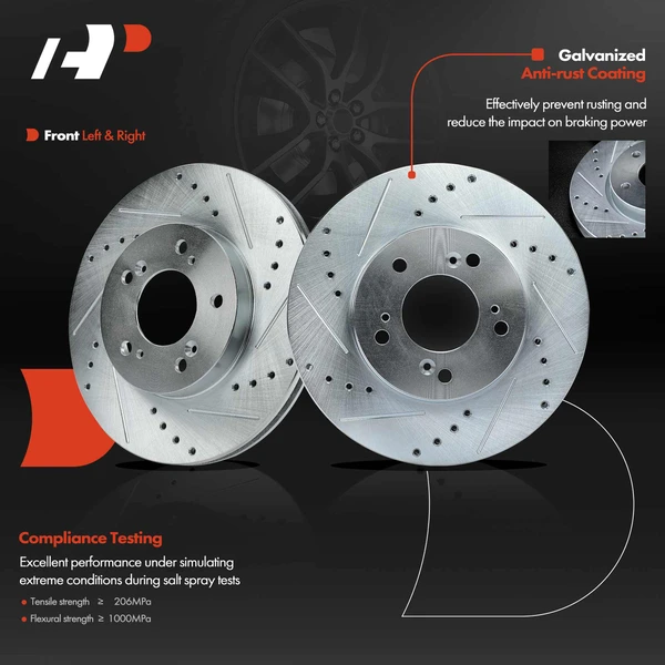 Front Drilled Brake Rotors for Honda CR-V 1997-2001 Prelude Acura Integra RL