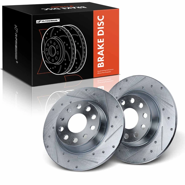 2 Pcs Rear Drilled Brake Rotors for 2015 Audi Q3 Quattro