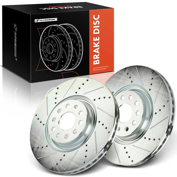 2 Pcs Front Drilled Brake Rotor for Audi A3 Q3 S3 Volkswagen