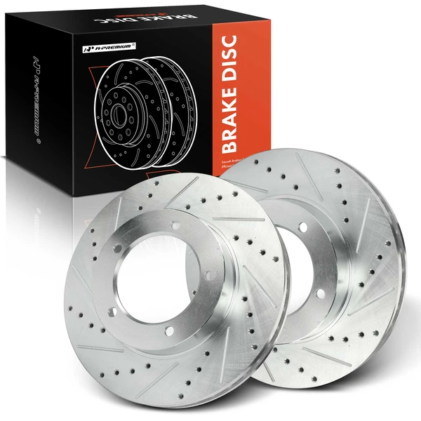 2 Pcs Front Drilled Brake Rotors for 1998-2007 Lexus LX470